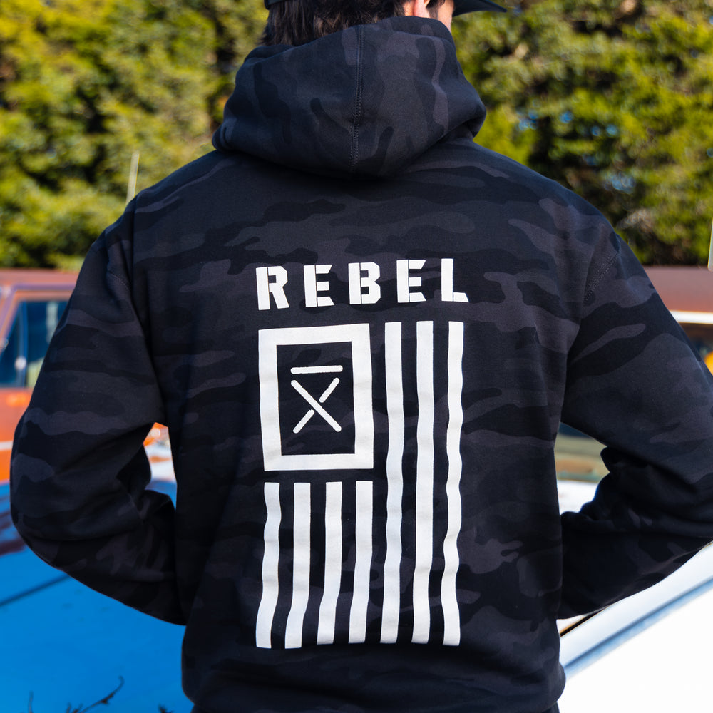 Black Camo Rebel Flag Hoodie