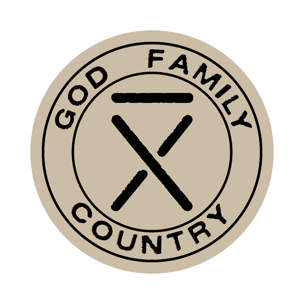 God. Family. Country. Sticker - Tan