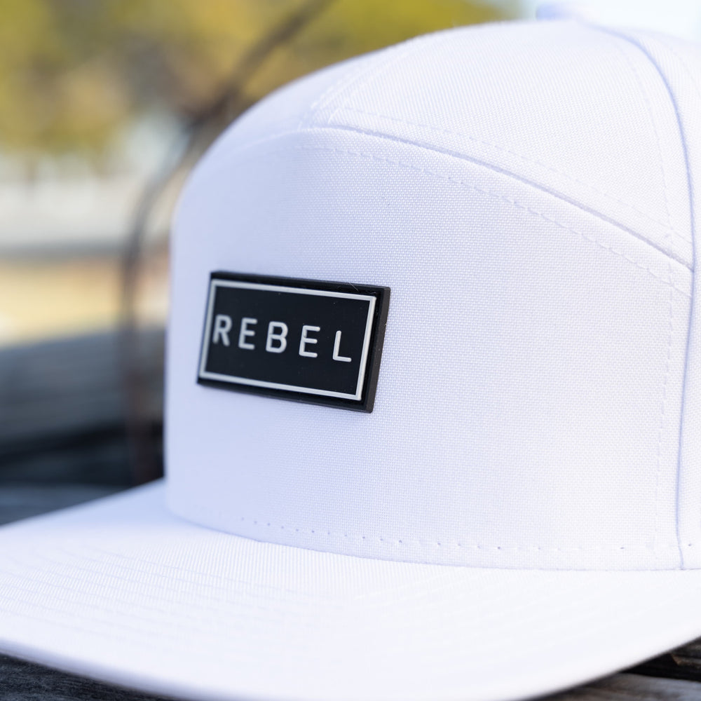 
                  
                    White Rebel 5 Panel Hat
                  
                