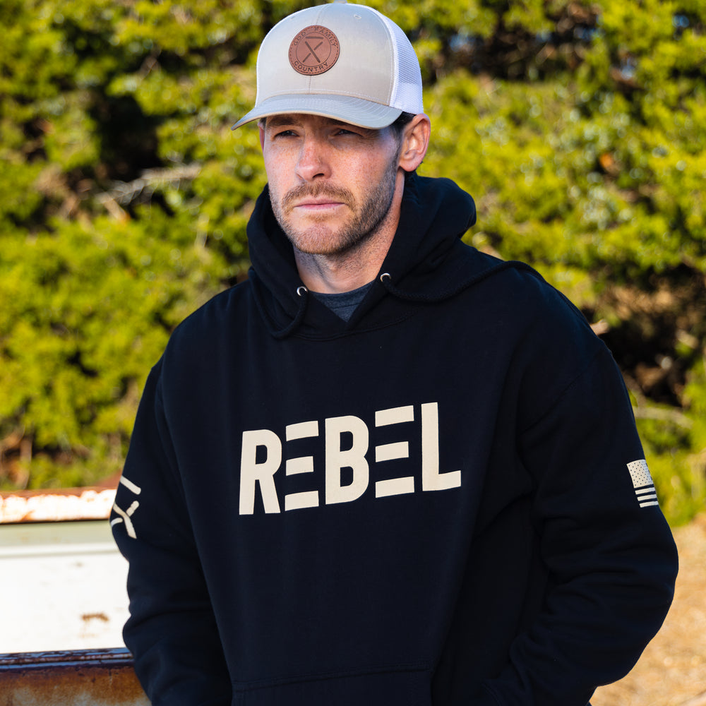 REBEL Black Hoodie – Gatlin Didier's Bar X Apparel