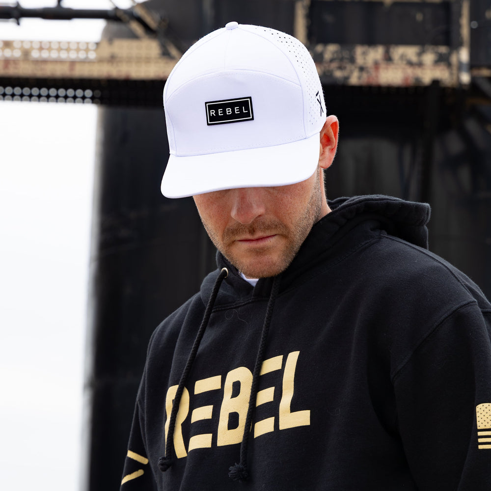 
                  
                    White Rebel 5 Panel Hat
                  
                