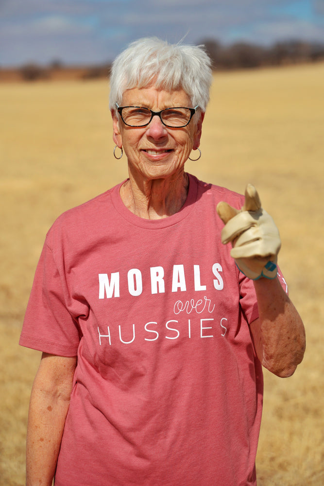 
                  
                    MORALS OVER HUSSIES TEE
                  
                